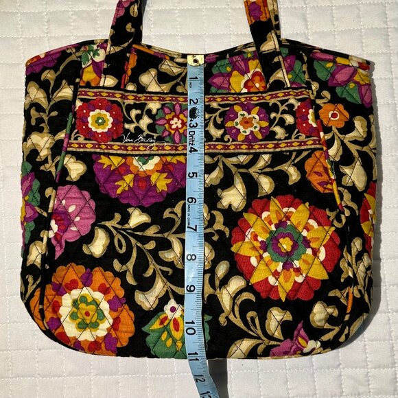 Vera Bradley Suzani Multicolor Black Floral Cotton Quilted Tote Shoulder EUC - Picture 11 of 13